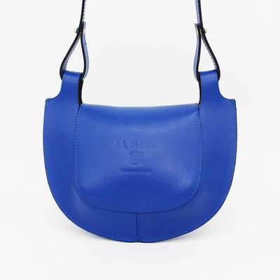 crossbody satchel bag and clutch, leather handbag handmade in Greece in royal blue