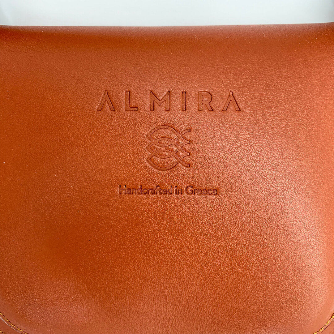 crossbody satchel bag and clutch, leather handbag handmade in Greece in terracotta