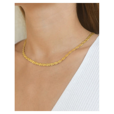 liquid braid necklace gold-plated, handmade in greece