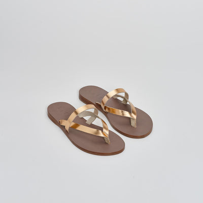 Metallic gold leather sandalsgreek sandals, thong sandals, leather sandals#color_antico