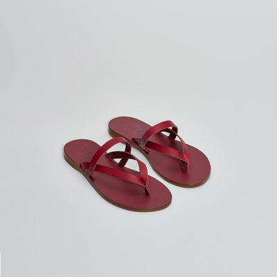 vegetable-tanned purple leather greek sandals#color_berry