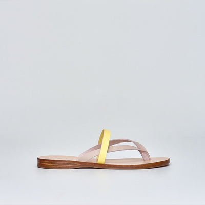 greek sandals, leather thong sandals, yellow thongs, yellow sandals#color_pollen-and-greek-stone-grey