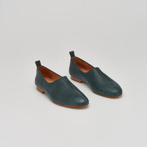 blue-green leather ballerina shoesballet shoe, greek flat ballerina, italian leather #color_agave
