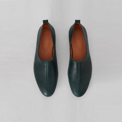 blue-green leather ballerina shoesballet shoe, greek flat ballerina, italian leather #color_agave
