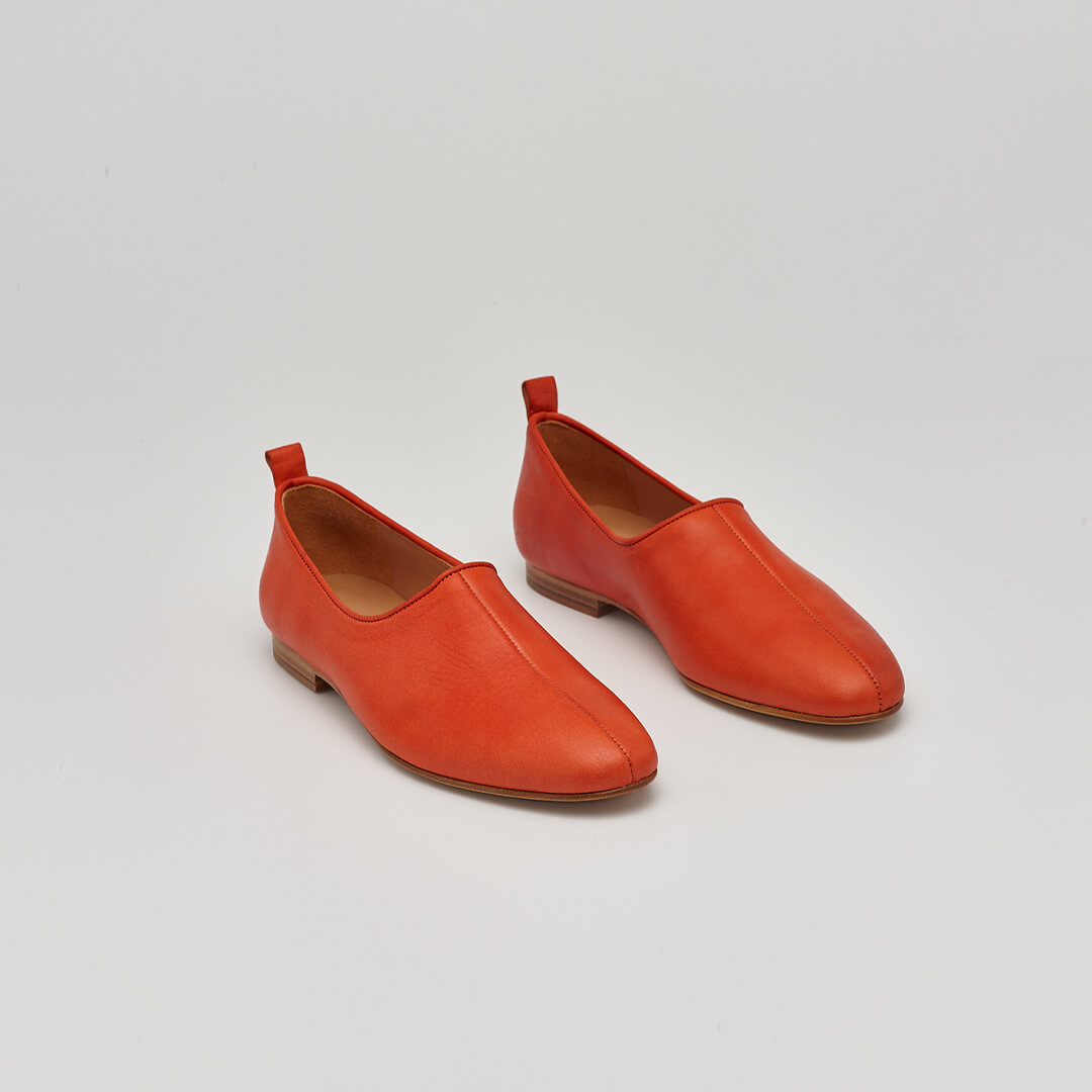 red leather ballet flats shoes, italian leather, greek flat shoes#color_red