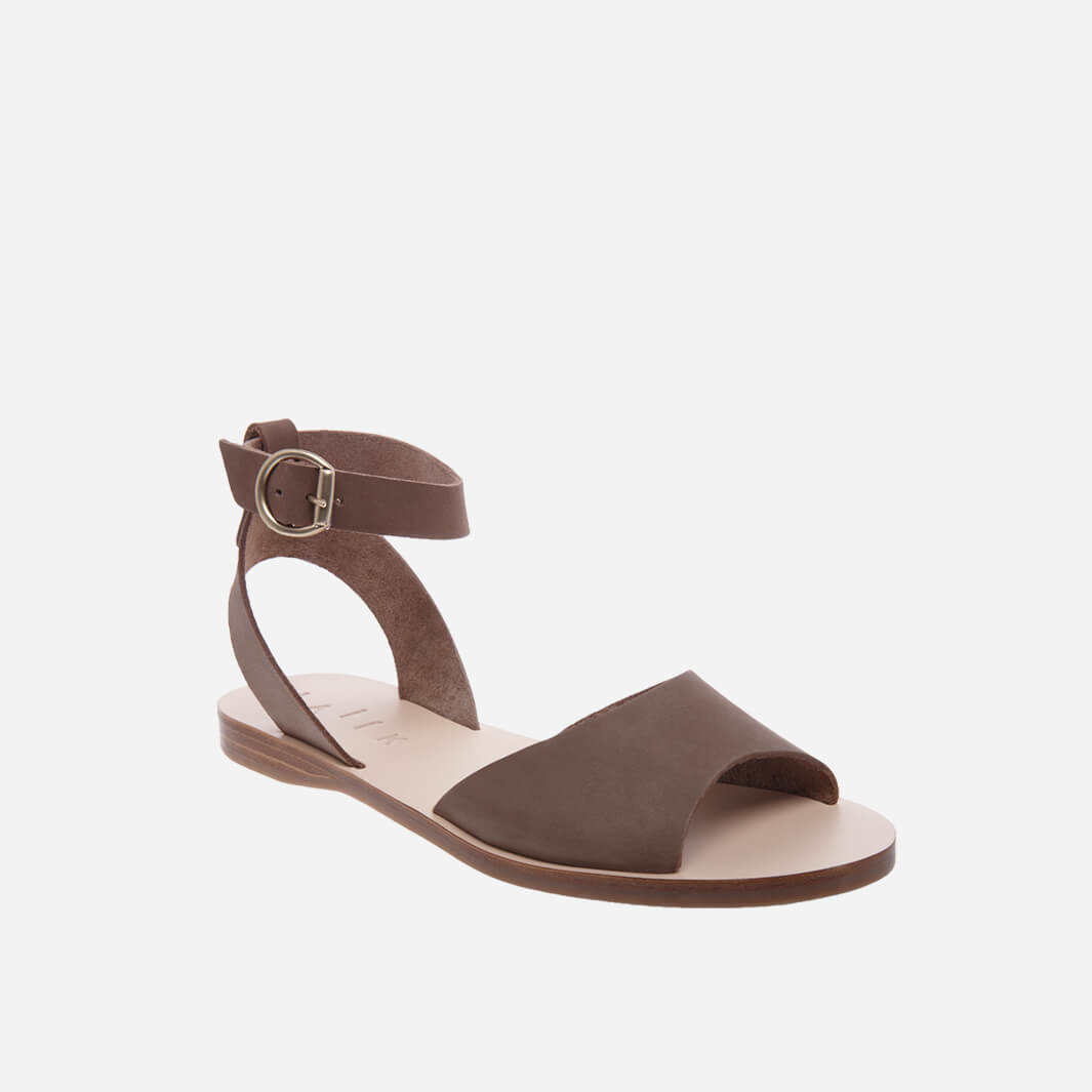Greek sandals in brown nubuck leather #color_cafe