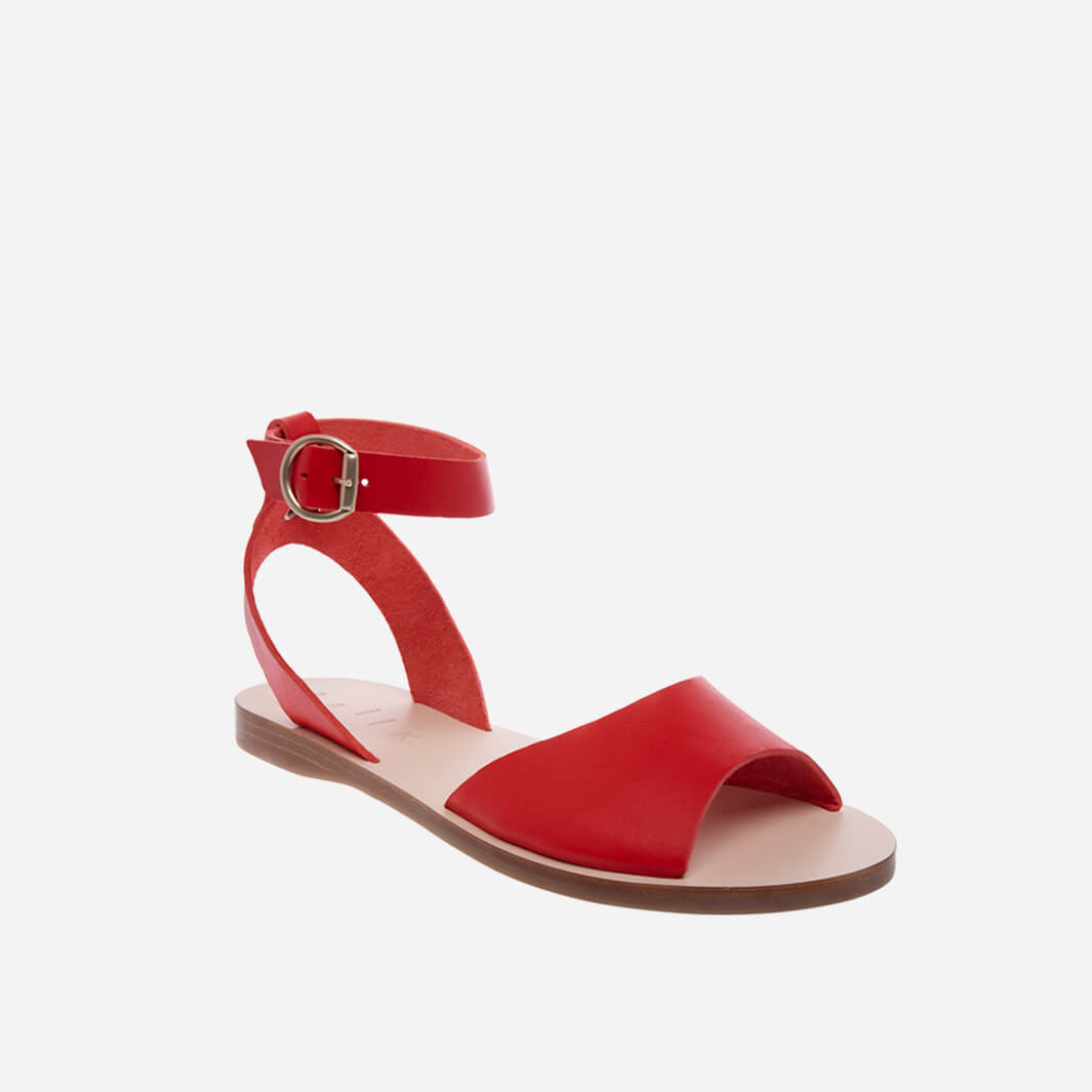 Greek sandals, made with vegetable-tanned Italian red leather  #color_red