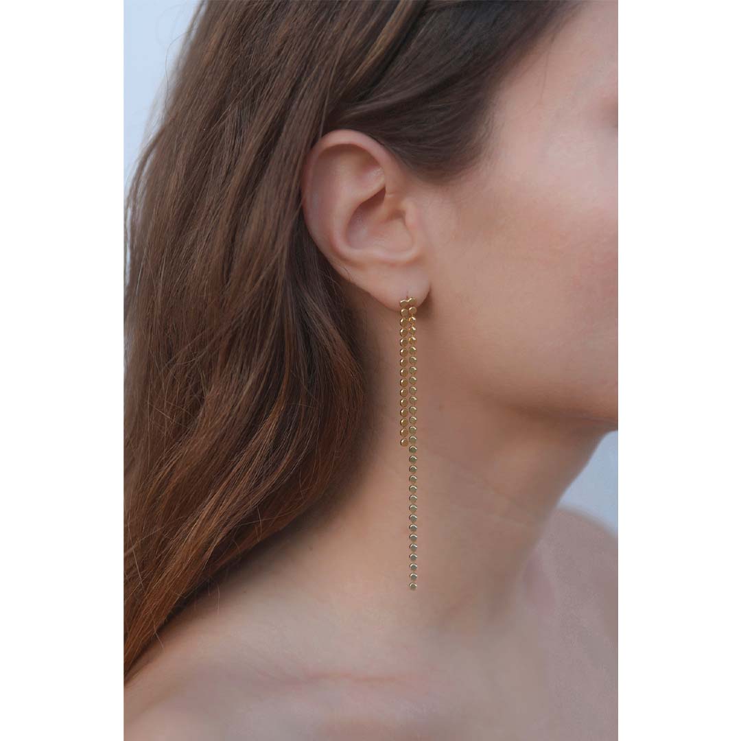 gold jewelry, made in greece, long earrings