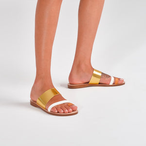 Greek sandals in metallic gold leather #color_metallic-gold