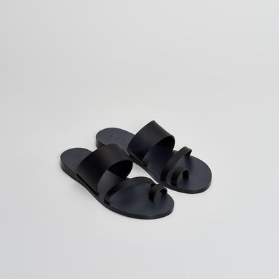 Greek sandals in black vegetable-tanned Italian leather #color_black