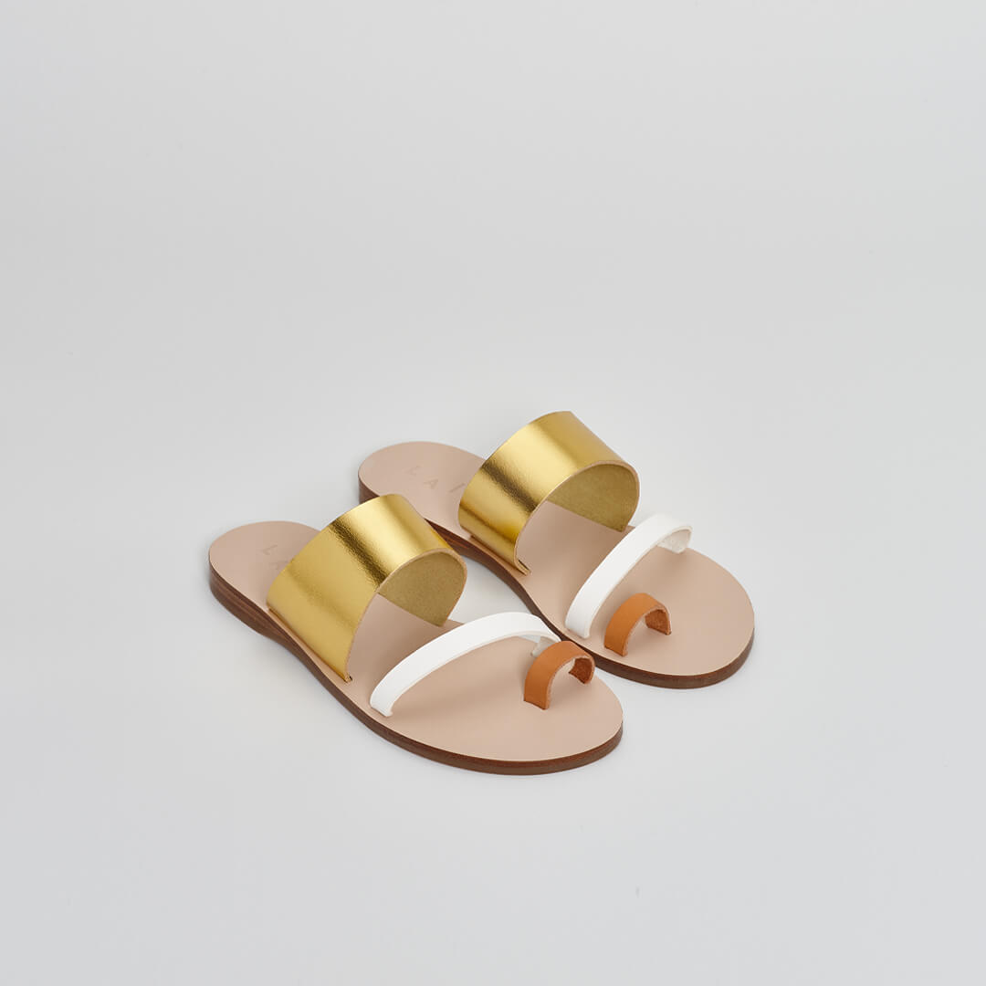 Greek sandals in metallic gold  italian leather #color_metallic-gold