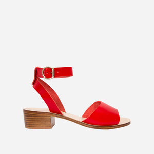 Greek heeled sandals in red Italian leather #color_red