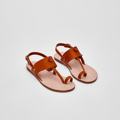 vegetable-tanned leather, greek sandals, made in greece #color_amber