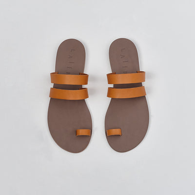 Classic Greek sandal in Italian vegetable-tanned leather, natural  #color_caramel