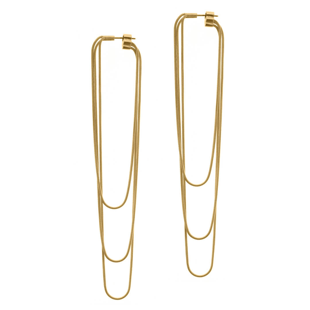 gold plated earrings, long, made in greece