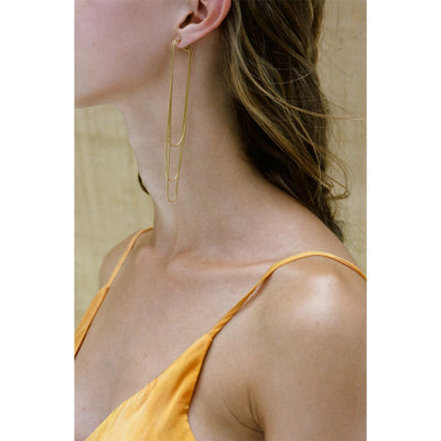 gold plated earrings, long, made in greece