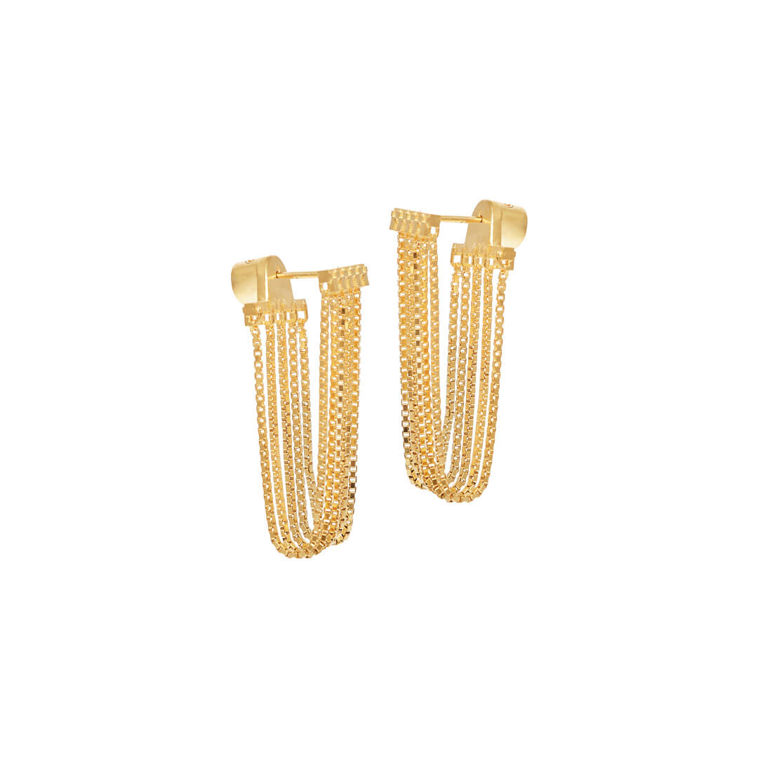 gold dangling earrings, handmade in Greece