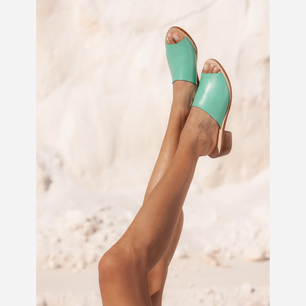 block heel, leather mules, made in greece #color_mint