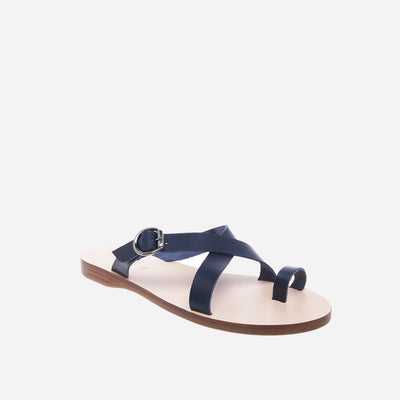Classic Greek Sandals, in blue Italian leather #color_midnight-blue