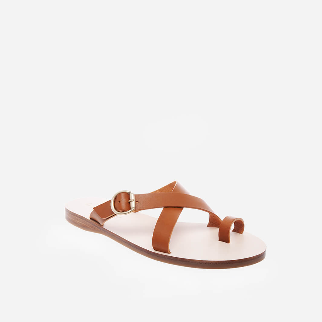 Classic Greek leather sandals, vegetable-tanned Italian leather, brown #color_mogano