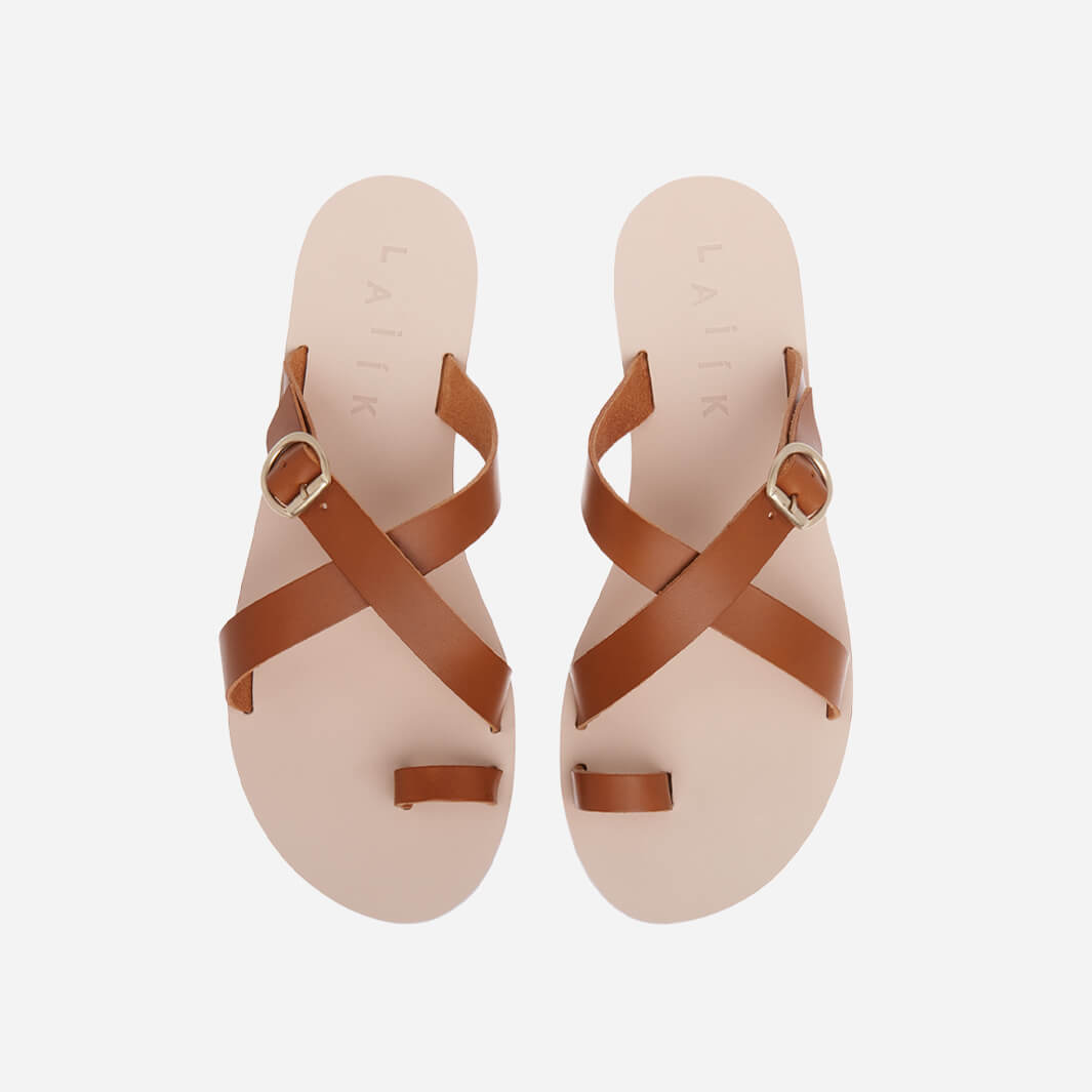 Classic Greek leather sandals, vegetable-tanned Italian leather, brown #color_mogano