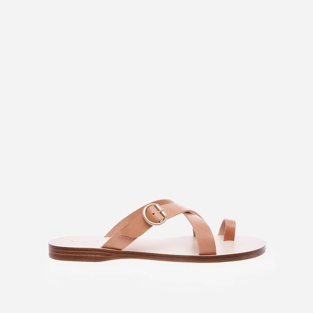 classic greek sandals, flats in natural vegetable-tanned Italian leather #color_natural