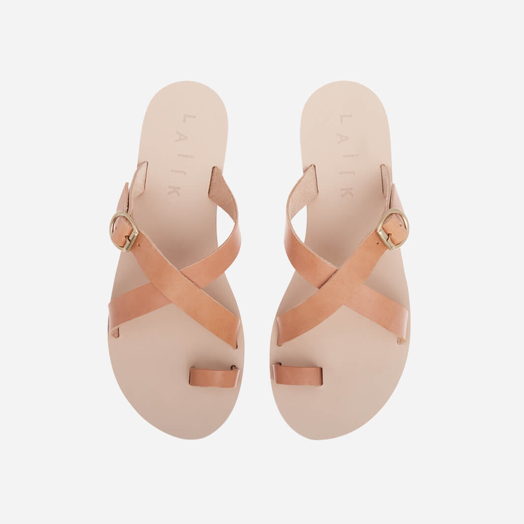 classic greek sandals, flats in natural vegetable-tanned Italian leather #color_natural