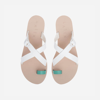 classic greek sandals in white italian leather