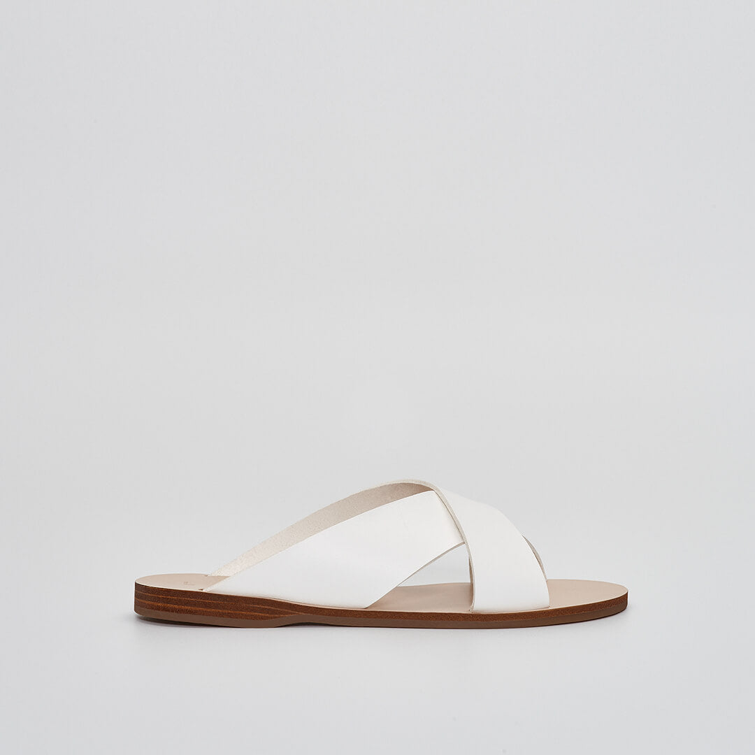 greek sandals in white italian leather #color_white