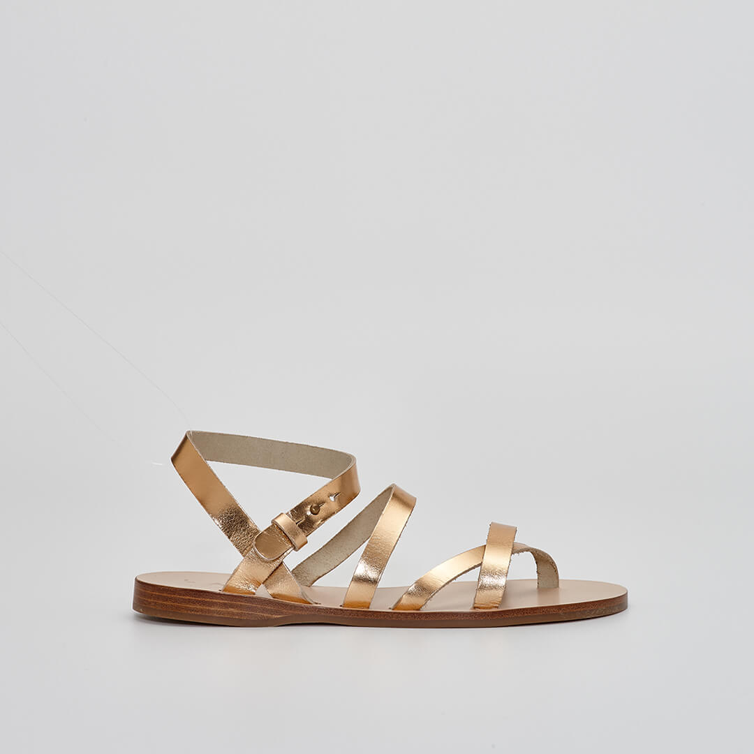 metallic gold leather sandals, greek gladiator sandals #color_antico