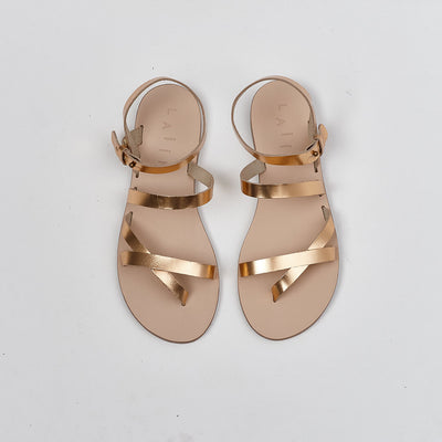 metallic gold leather sandals, greek gladiator sandals #color_antico