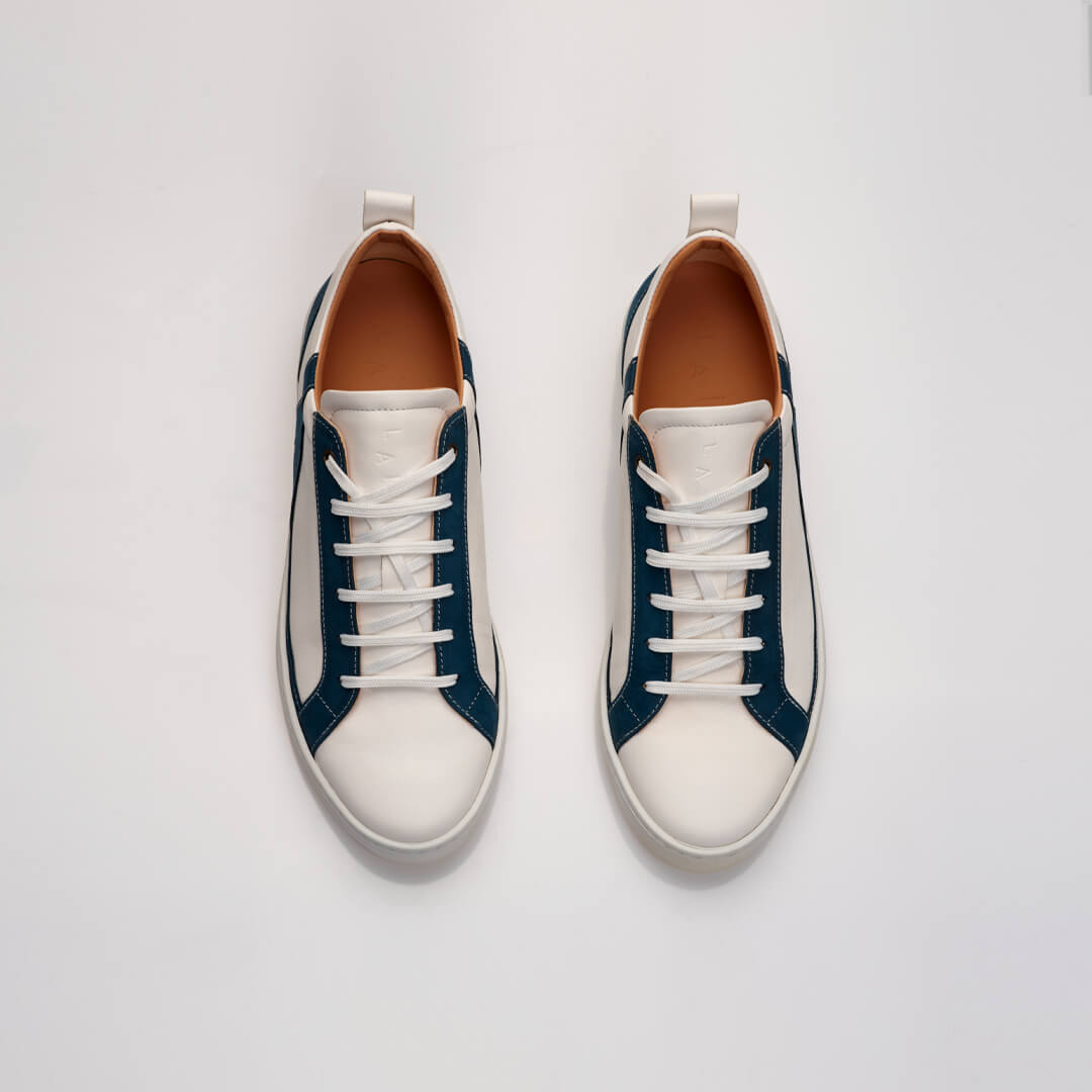 greek leather sneaker, italian leather, white sneaker, handmade in greece #color_soft-blue
