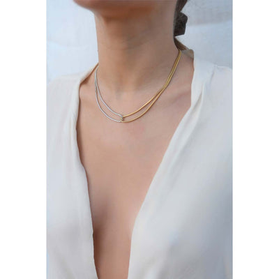 gold and silver necklace, handmade in Greece