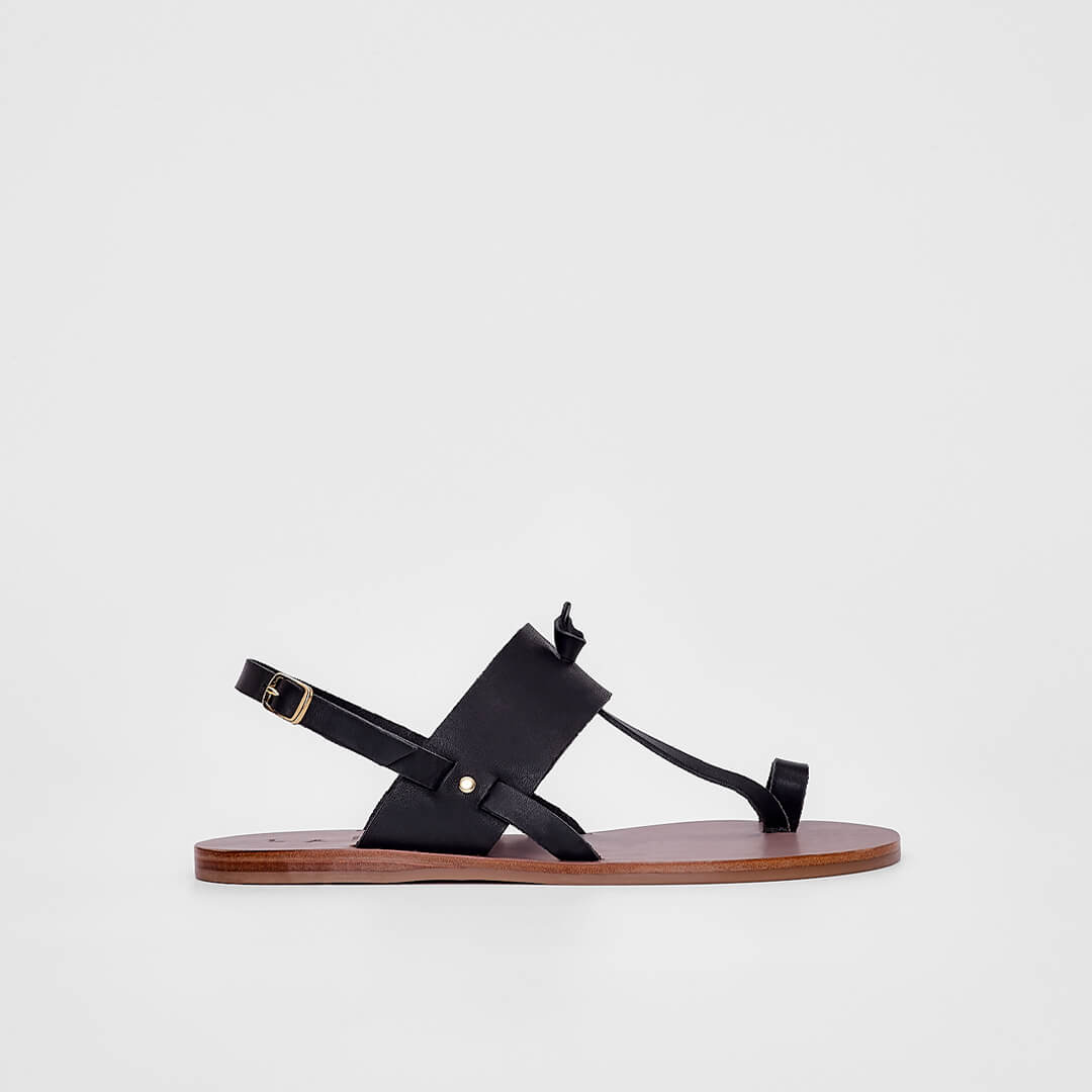 vegetable-tanned leather, greek sandals, made in greece #color_black